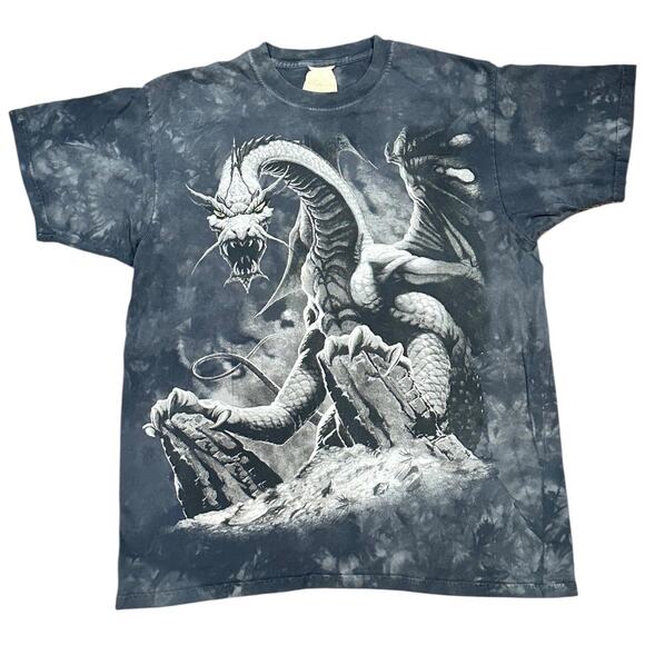 Vintage Tie dye The Mountain Dragon Grunge T-shirt Size Large - Picture 1 of 4